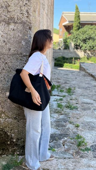 Bolso de playa artesanal negro | Tote bag