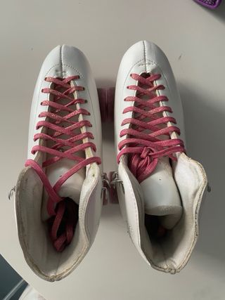 Patines de 4 ruedas blancos y rosas talla 39