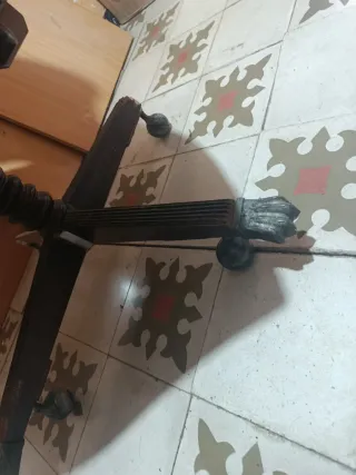 Silla Vintage Cuero Marrón/Rojo