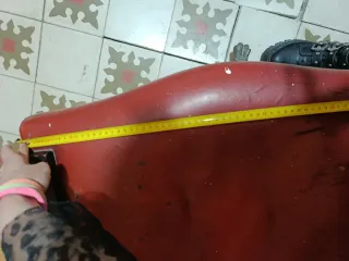 Silla Vintage Cuero Marrón/Rojo
