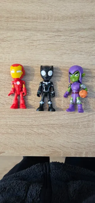 Figuras Marvel: Iron Man, Black Panther, Duende