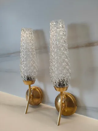 🇮🇹Pareja Apliques Stilnovo Tulipán Cristal