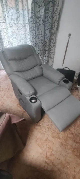 Sillón relax gris tela