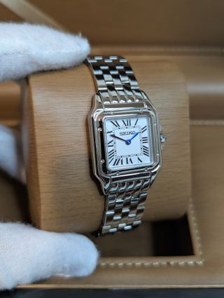 Reloj Seiko Mod Panthère Gris Plateado Blanco Azul