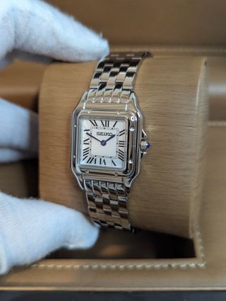 Reloj Seiko Mod Panthère Gris Plateado Blanco Azul