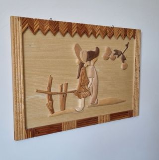 Quadro intarsiato artigianale in legno