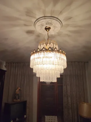 Lámpara de techo antigua de cristal