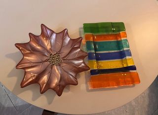Pack adornos cristal flor y rayas