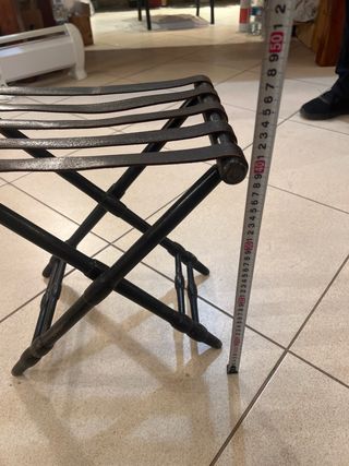 Taburete plegable madera y piel negro