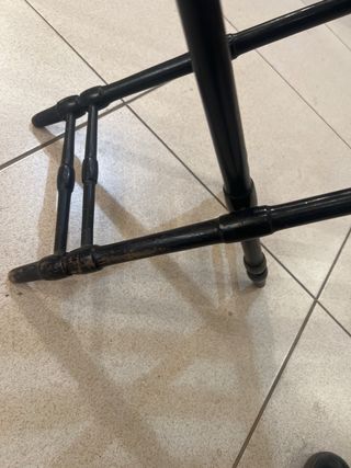 Taburete plegable madera y piel negro