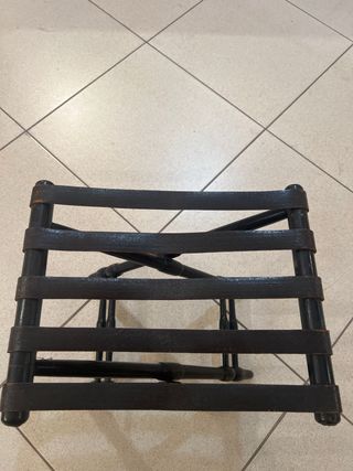 Taburete plegable madera y piel negro