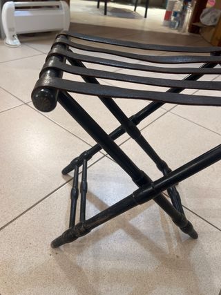 Taburete plegable madera y piel negro