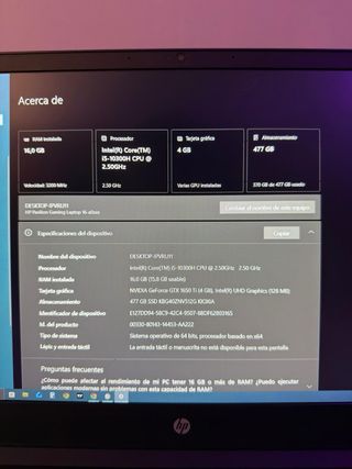 Portátil Gamer HP Negro