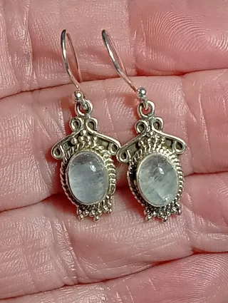 Pendientes Plata Ley Luna Piedra
