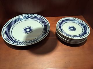 Piatti e vassoio Sargadelos blu e bianco