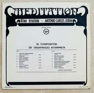 ANTONIO CARLOS JOBIM VINILO LP MEDITATION 1969