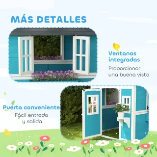 Casita Infantil Madera Puerta Ventanas Jardín