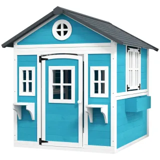 Casita Infantil Madera Puerta Ventanas Jardín