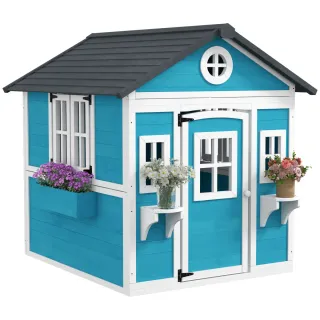 Casita Infantil Madera Puerta Ventanas Jardín