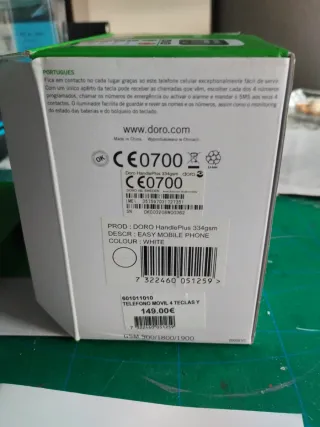 Teléfono Doro HandlePlus 334gsm Blanco. Sin usar.