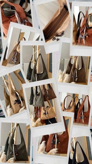 Bolso hobo artesanal ante sintético color negro!