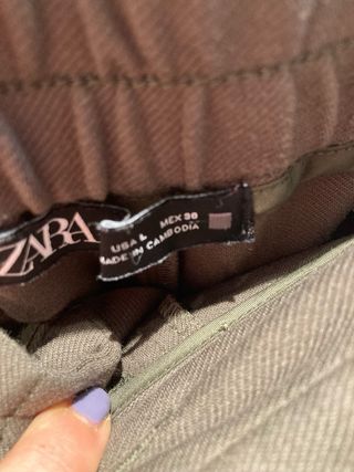 Pantalón Globo Zara Talla L Caqui
