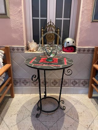 Mesa redonda mosaico piedra y cristal