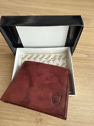 Cartera Monpiel Hombre Piel Marrón y Rojo