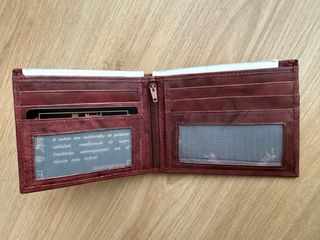 Cartera Monpiel Hombre Piel Marrón y Rojo