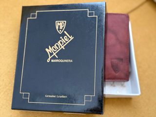 Cartera Monpiel Hombre Piel Marrón y Rojo