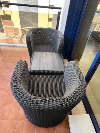 Conjunto de jardín ratán gris