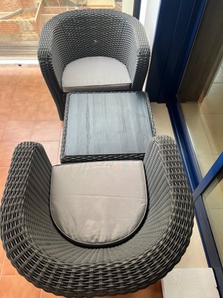 Conjunto de jardín ratán gris