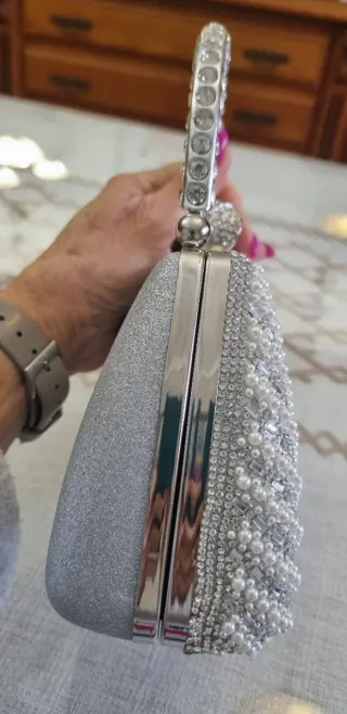 Bolso de mano fiesta perlas y pedrería