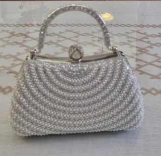 Bolso de mano fiesta perlas y pedrería