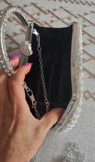 Bolso de mano fiesta perlas y pedrería