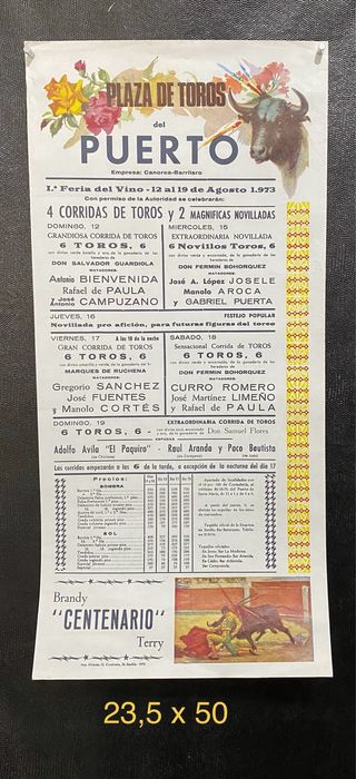 Cartel Plaza de Toros El Puerto 1973