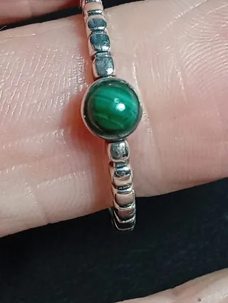 Anillo Plata Ley con Malaquita