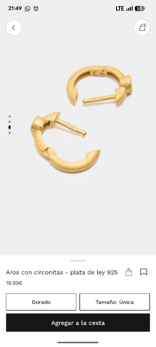 Pendientes plata 925 baño oro