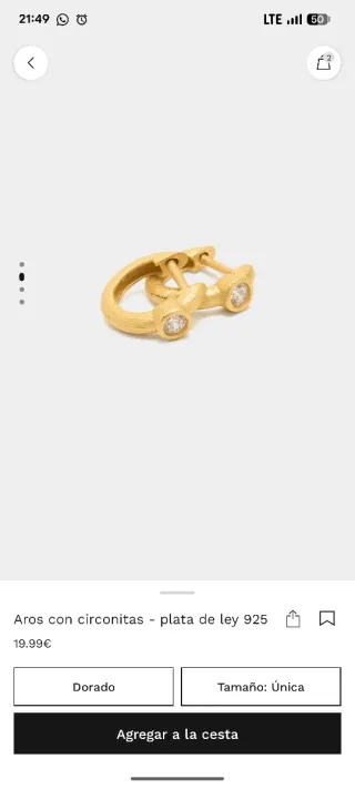 Pendientes plata 925 baño oro