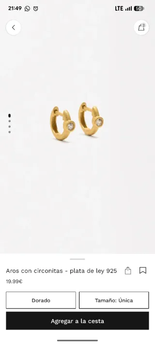 Pendientes plata 925 baño oro