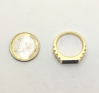 Solitario de oro de 18k piedra negra, 9.5 g, T-25.