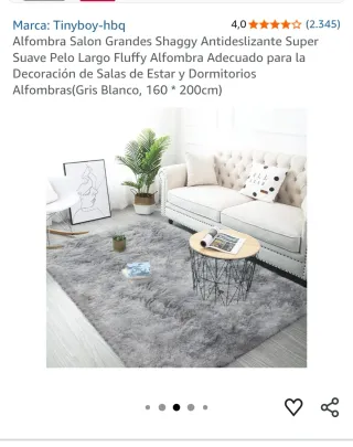 Tappeto Shaggy Grande Grigio e Bianco