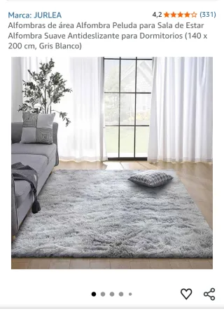 Tappeto Shaggy Grande Grigio e Bianco