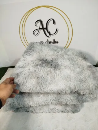 Tappeto Shaggy Grande Grigio e Bianco