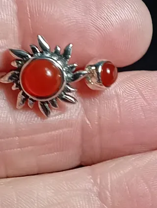 Anillo Plata Sol piedra cornalina talle base 20,6