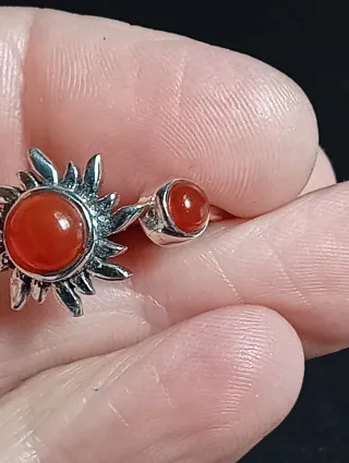 Anillo Plata Sol piedra cornalina talle base 20,6