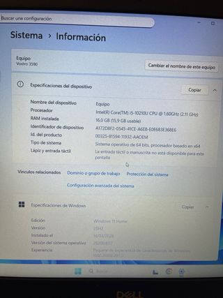 Portátil Dell Vostro 3590 i5-10210U + cargador