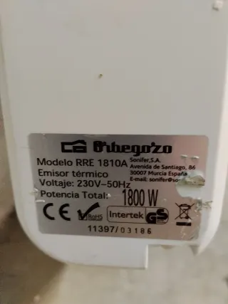 Radiador Eléctrico Orbegozo 1800W