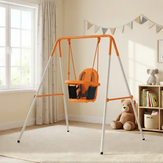Columpio para bebé naranja y blanco