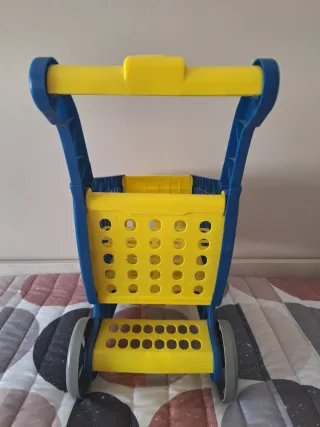 Carrito de la compra infantil azul y amarillo